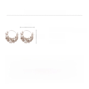 Detailed size and material specs for crystal pearl basket earrings with weight details