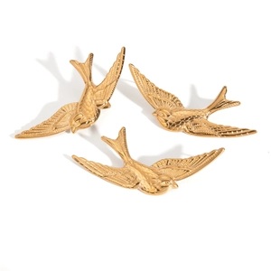 Vintage golden stainless steel swallow wall decor with intricate feather engravings