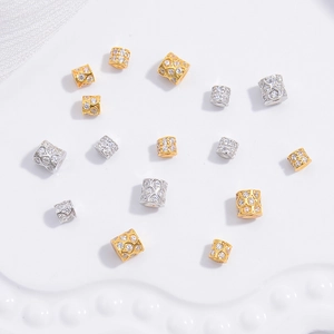 925 Sterling Silver Cubic Zirconia Spacer Beads Barrel Wheel Beads For DIY Jewelry Making Accessories Elegant Micro Pave