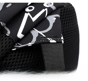 Detail of backpack reinforced triangular stitching and breathable honeycomb mesh padding