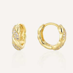S925 Sterling Silver Twisted Rhinestone Hoop Earrings 14K Gold Plated Huggie Earrings Minimalist Jewelry For Women Gift