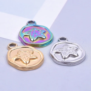 Set of three starfish charms in gold, silver, and rainbow 18k plated stainless steel