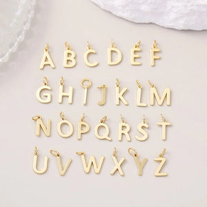 Complete set of 26 English letter pendants in 14K gold finish for DIY jewelry