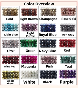 Detailed grid of 20 colors and finishes for Christmas tree ball ornament sets