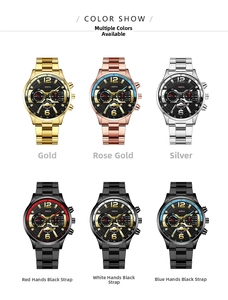 Gros plan d'une montre à quartz Geneva pour homme avec calendrier et bracelet en acier inoxydable