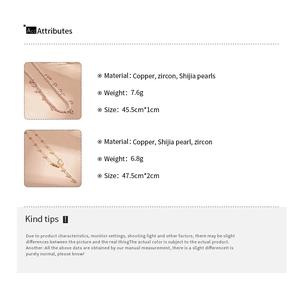 Detailed specs table for butterfly zircon pearl necklaces with material and weight info