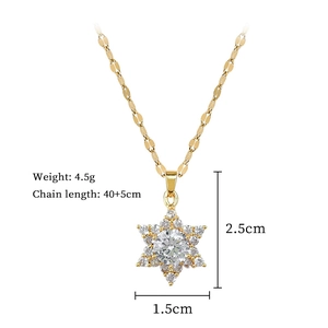 Detailed size specifications for the gold snowflake pendant necklace with cubic zirconia