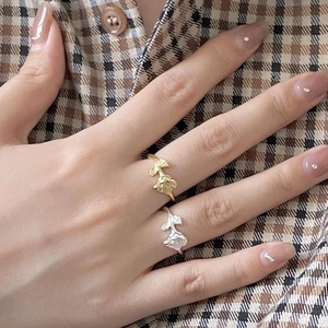 Adjustable 925 sterling silver rose flower rings in gold and silver finish for women