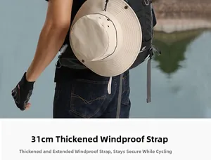 Détail d'un chapeau de soleil avec une corde coupe-vent de 31 cm fixée à un sac à dos