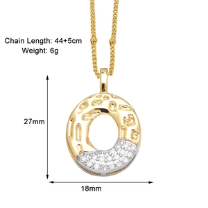 Spécifications détaillées de taille pour le collier avec pendentif lettre bicolore