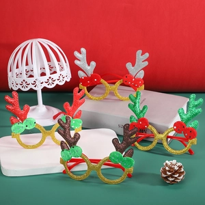 Christmas Reindeer Antler Decoration Glasses With Sequin Glitter Cloth And Plastic Frame Holiday Party Costume Props Novelty