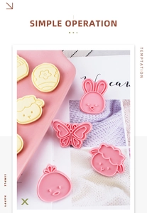 Rosa Kaninchen und Tier Plätzchenformen aus Kunststoff für Ostern mit einfacher Bedienung