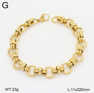 Double-layered gold titanium steel bracelet for women with circle link and lobster clasp