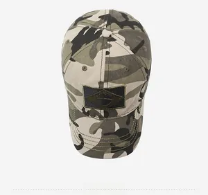 Top view of camouflage baseball cap with Brazil flag embroidery and curved brim