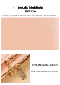 Detail of pink leather texture with durable golden smooth double zippers and water resistance
