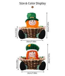 Size chart for St. Patrick's Day candy baskets showing 20cm height and 18cm width
