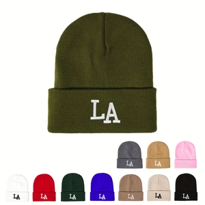 Cuffed Knit Beanie Hat Warm Acrylic Winter Skull Cap Ribbed Solid Color Casual Outdoor Streetwear Fashion
