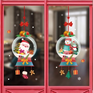 Christmas Window Stickers Santa Claus Snowman PVC Self Adhesive Glass Door Decals Festive Holiday Home Decoration Novelty