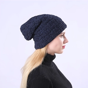 Berretto Beanie Foderato In Pile Inverno Caldo Acrilico Maglia Motivo Intrecciato Unisex