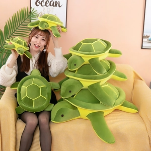 Realistic green sea turtle plush toy in various sizes for cozy home decoration