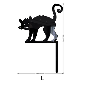 Detailed size view of black acrylic Halloween black cat door corner wall sticker
