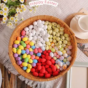 Mini Œufs De Pâques En Mousse Colorés Tachetés Simulation Œufs D'oiseaux Pour Décoration De Table De Fête Artisanat
