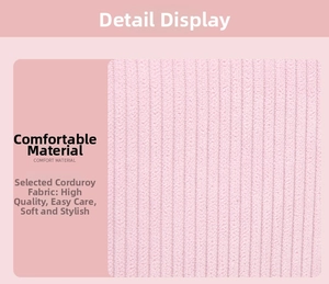 Detailed close-up of pink corduroy fabric texture for portable cosmetic storage bag