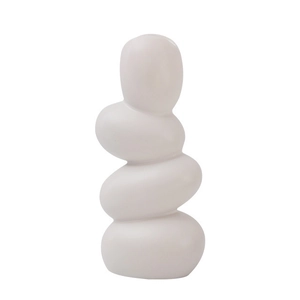 Modern matte white ceramic vase with creative stacked pebble design for minimalist home decor
