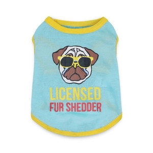 T-shirt pour animaux en coton léger et respirant avec motif carlin et bord jaune
