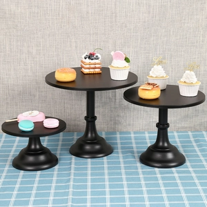 Juego de 3 soportes metálicos negros para tartas y exhibición de postres