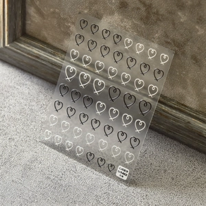 5D embossed heart nail stickers with black and white line patterns for DIY manicure