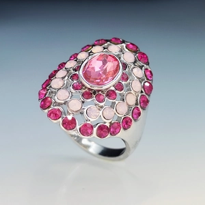 European and American fashion colorful opal crystal statement ring for women party jewelry