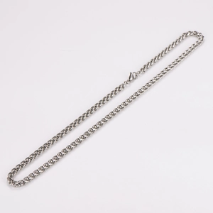 Polished silver stainless steel dragon bone chain necklace for men in woven design