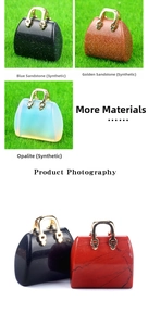 Selection of mini crystal handbag charms with gold handles in various gemstones