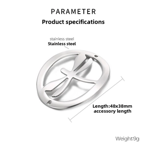 Detailed view of 48x38mm dragonfly stainless steel jewelry connector with dual holes