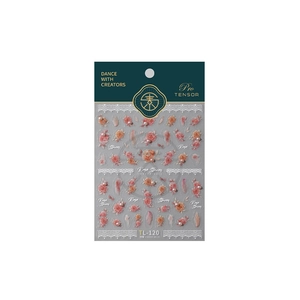 3D pink rose nail art stickers with delicate pearl accents and floral patterns TL-120