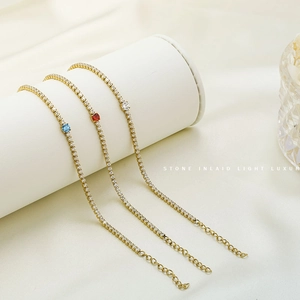 Lightweight Luxury Stainless Steel Round Rhinestone Tennis Bracelet For Women Adjustable Fashion Jewelry Elegant Gift