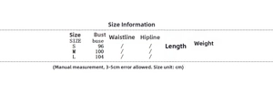 Size chart showing bust and length measurements in cm for women's chiffon vacation sets