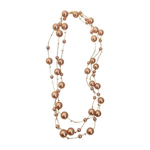 Exaggerated multi-layer rose gold pearl long necklace with elegant layered design