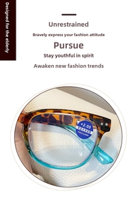 Detail of +2.00 strength anti-blue light reading glasses with stylish tortoiseshell frames