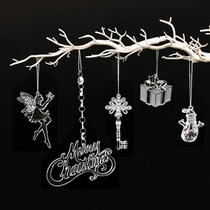 Transparent Acrylic Christmas Ornaments Set Snowflake Icicle Elk Santa Hanging Decoration For Xmas Tree Home Party Decor