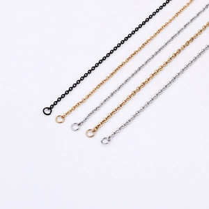 Five assorted titanium steel O-link chains in black gold and silver for DIY jewelry