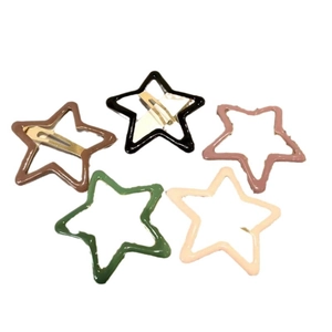 Y2K dopamine star hair clips in brown, black, pink, green and beige colors