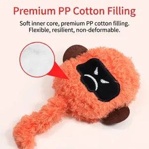 Orange monkey plush pet toy with premium PP cotton filling and soft textured long fur
