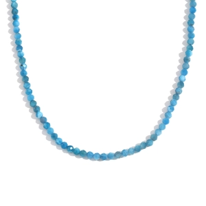 18K gold plated stainless steel necklace with faceted blue larimar apatite beads