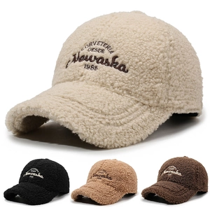 Casquette De Baseball En Faux Mouton Hiver Chaude Polaire Broderie Lettre Réglable Extérieur Décontracté Femmes Hommes