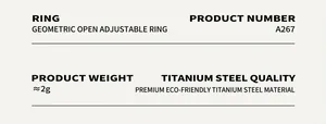 Specifications for irregular geometric open ring made of durable titanium steel A267
