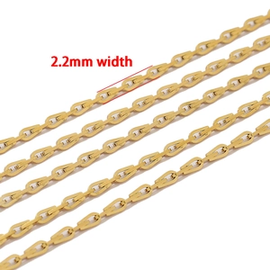 2.2mm wide stainless steel gold Paris cross chain for DIY jewelry and accessory making