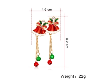 Christmas bell brooch dimensions 8.2cm by 4.6cm with red enamel and rhinestones