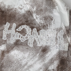 Retro washed beanie with HONEY 3D embroidery and brown tie-dye knit fabric